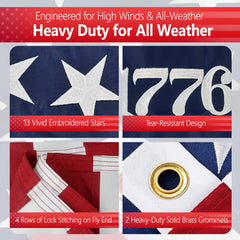 VIPMEN 250th Anniversary American Flag with grommets