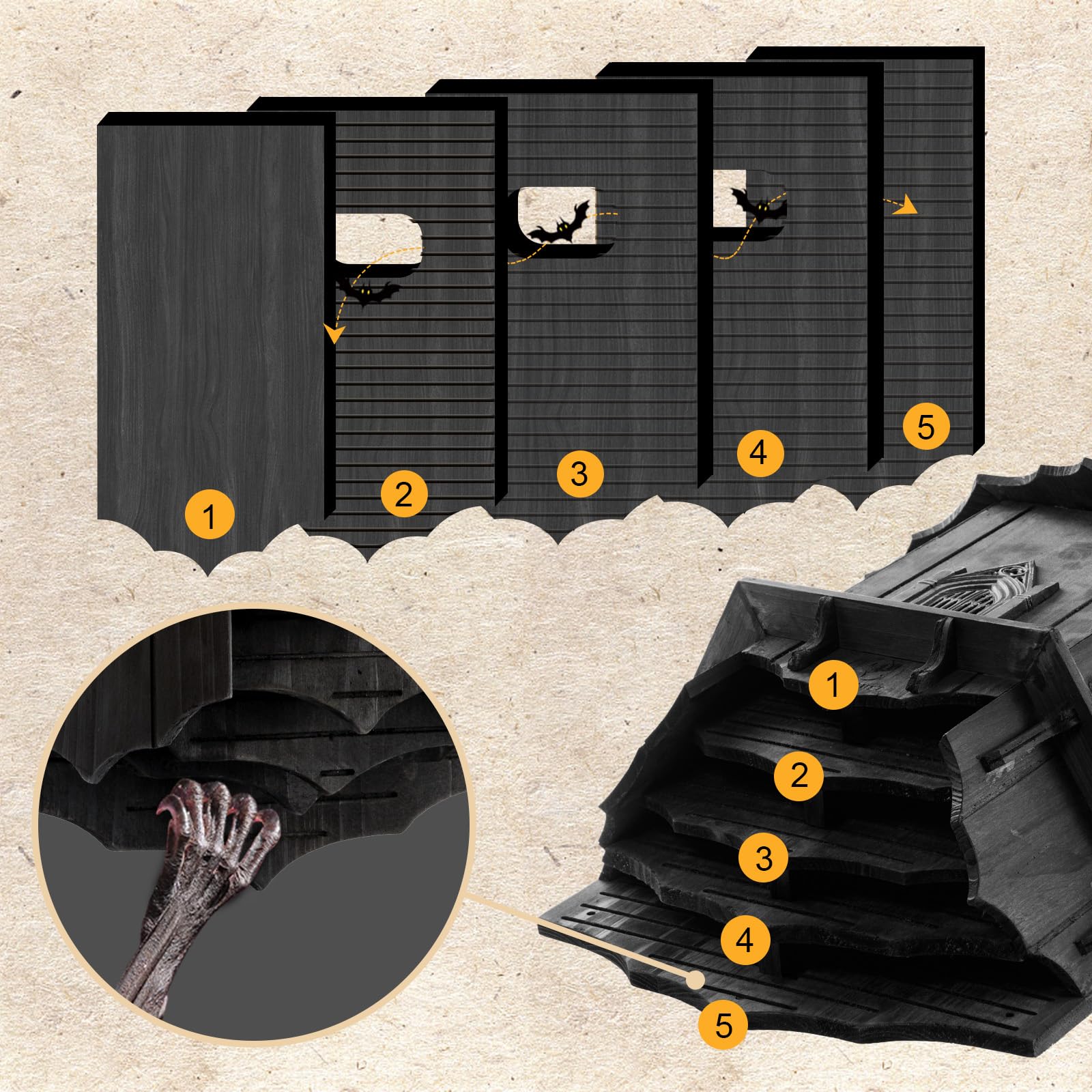 VIREESR Bat House interior showing four chambers