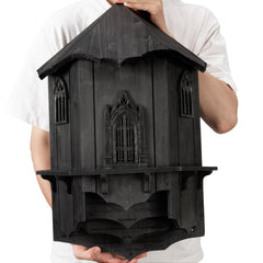 VIREESR Large 4-Chamber Bat House front view in black