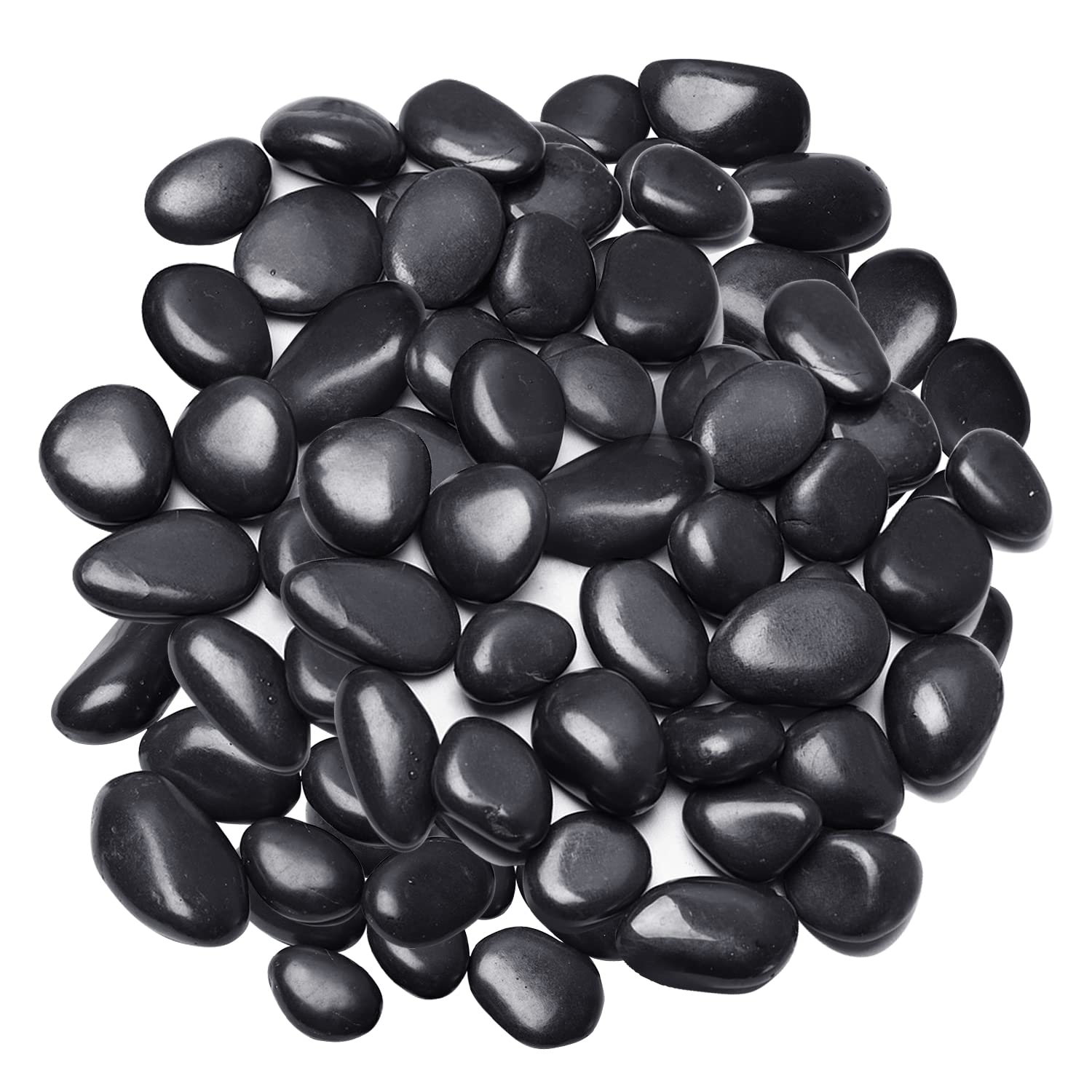 Virekm Decorative River Rocks 1 lb black stones front view