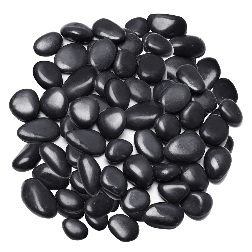 Virekm Decorative River Rocks 1 lb black stones front view