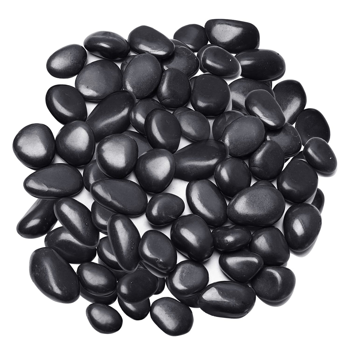 Virekm Decorative River Rocks 1 lb black stones front view