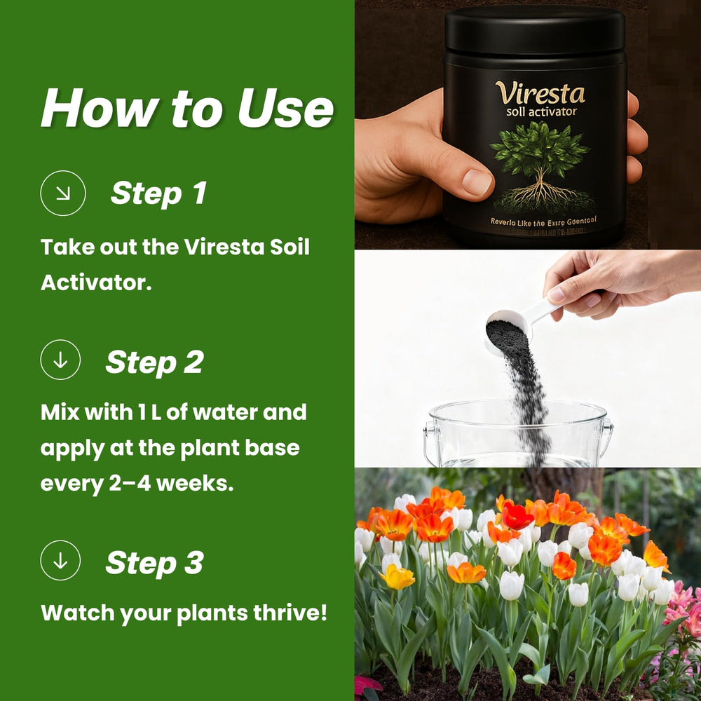 VIRESTA Soil Activator 13.8oz close-up of the powder texture