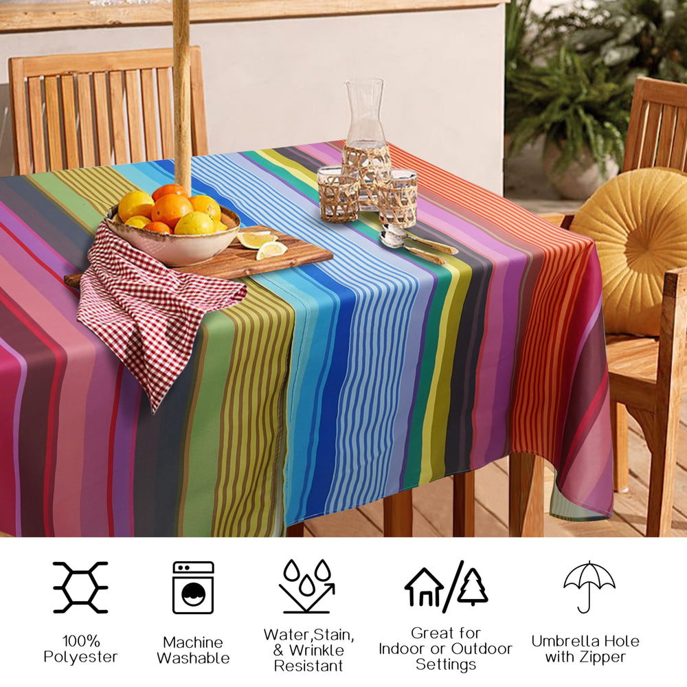 Virtumob Outdoor Tablecloth folded showing 02stripes color