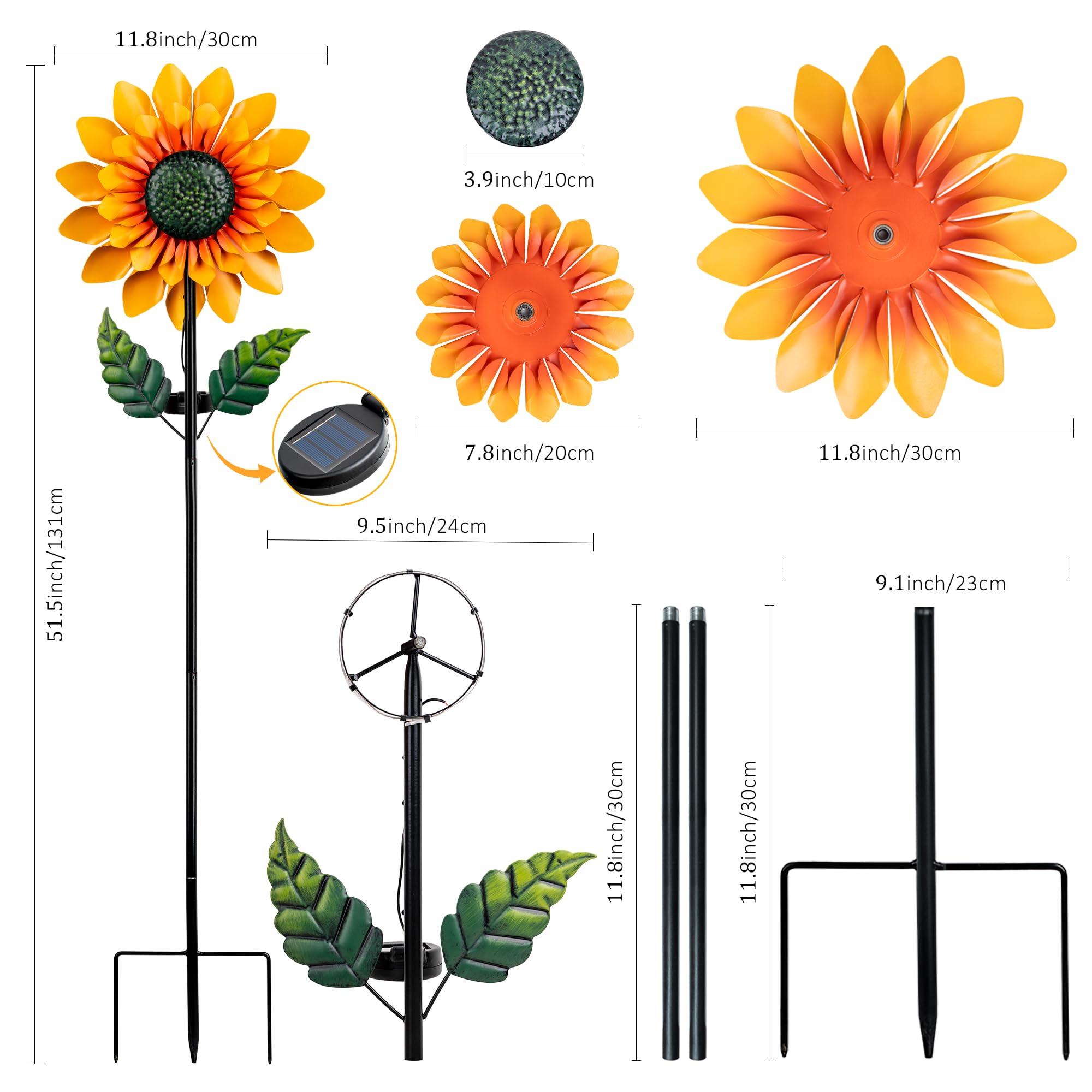 VISFLAIR Sunflower Wind Spinner installed in garden