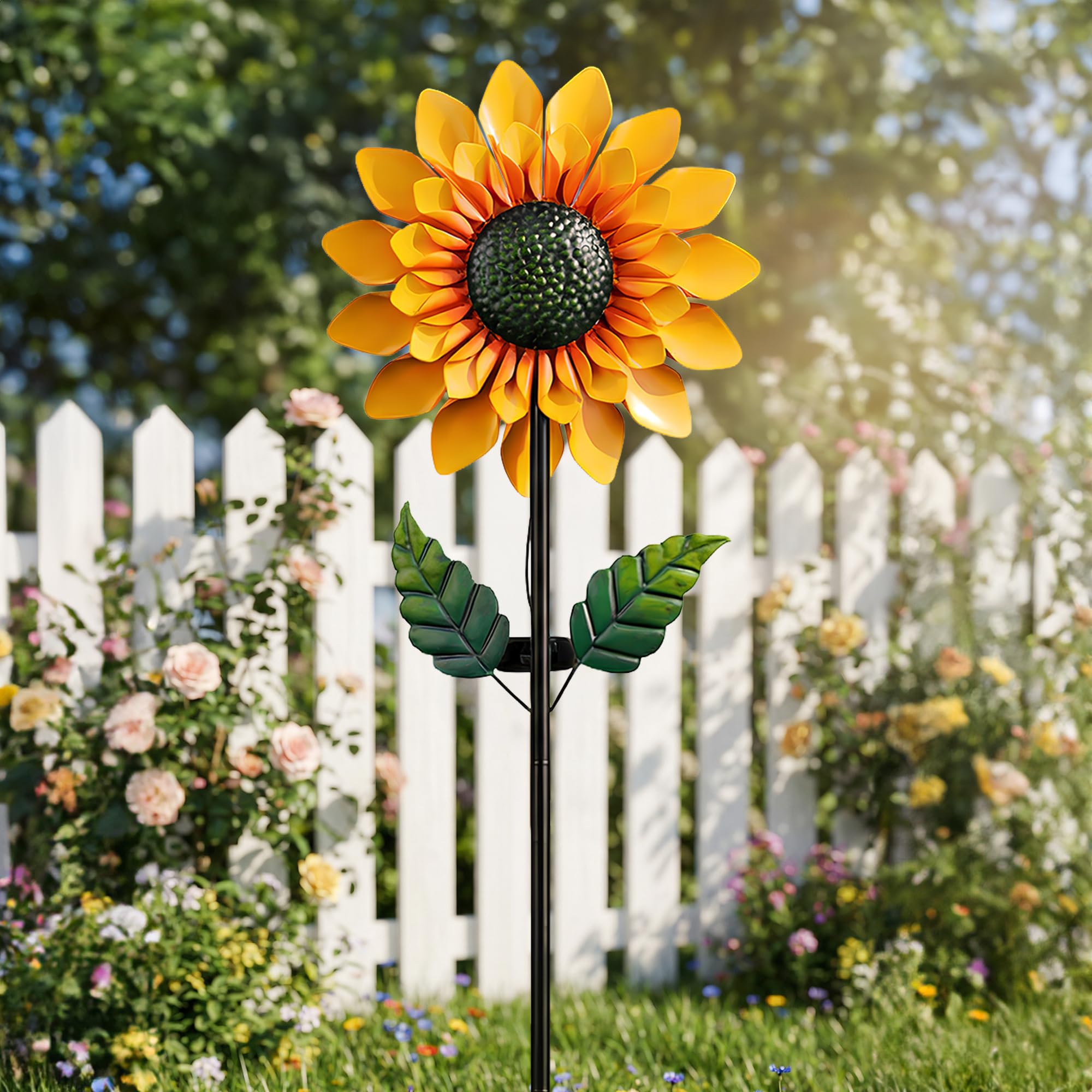 VISFLAIR Sunflower Wind Spinner with metal stake