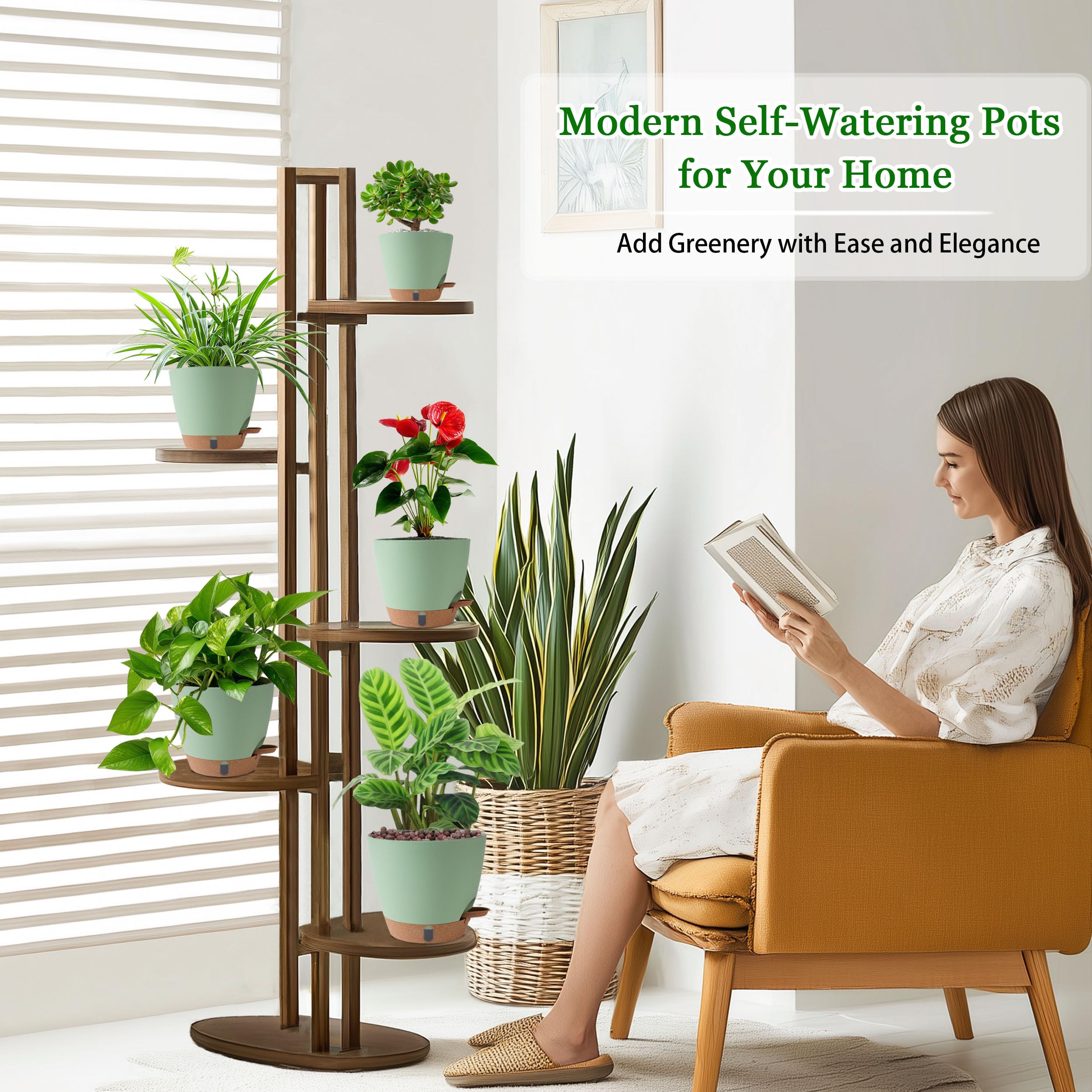 Visible water level window on Fielda self watering pot