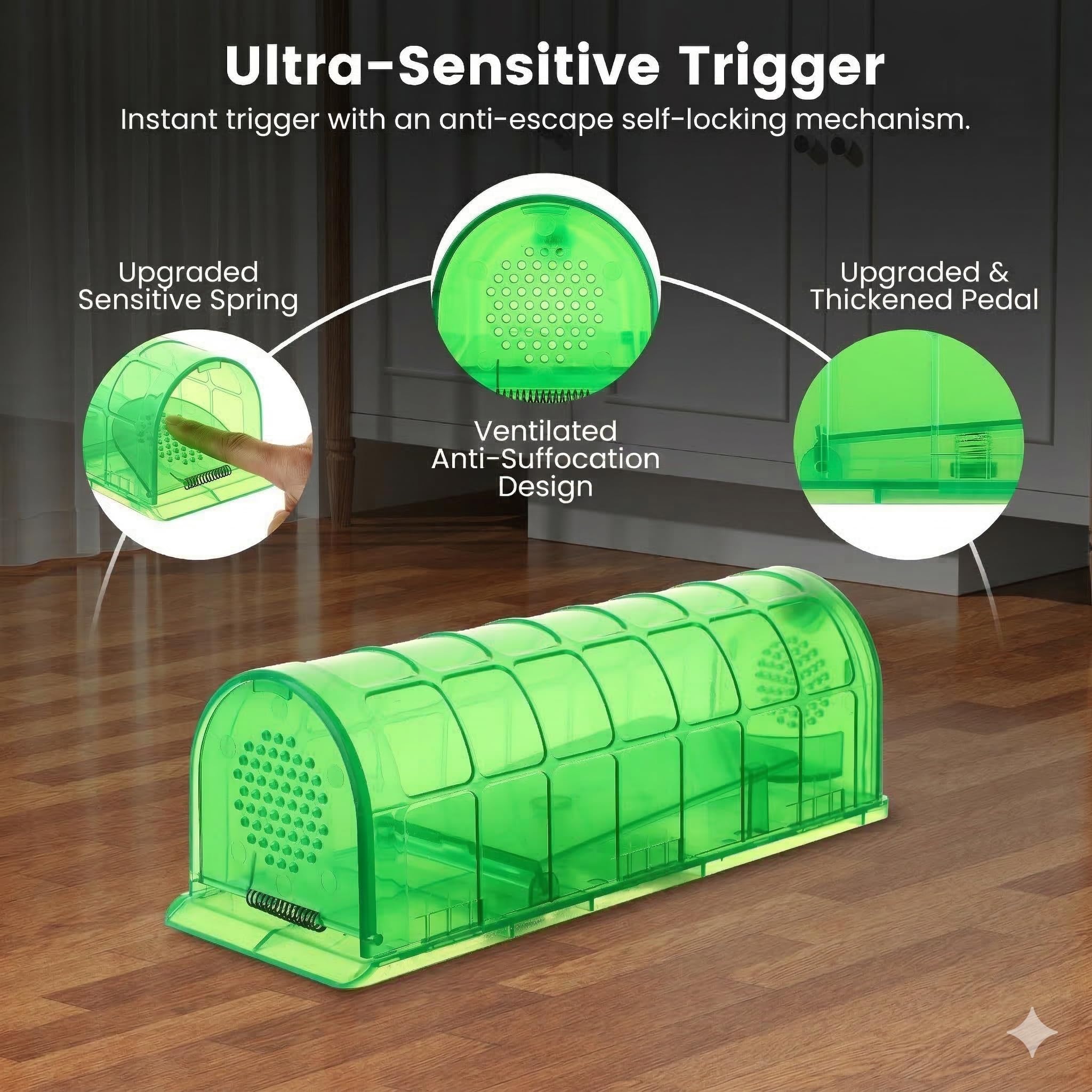 VisidgeB2C humane mouse trap release mechanism close-up