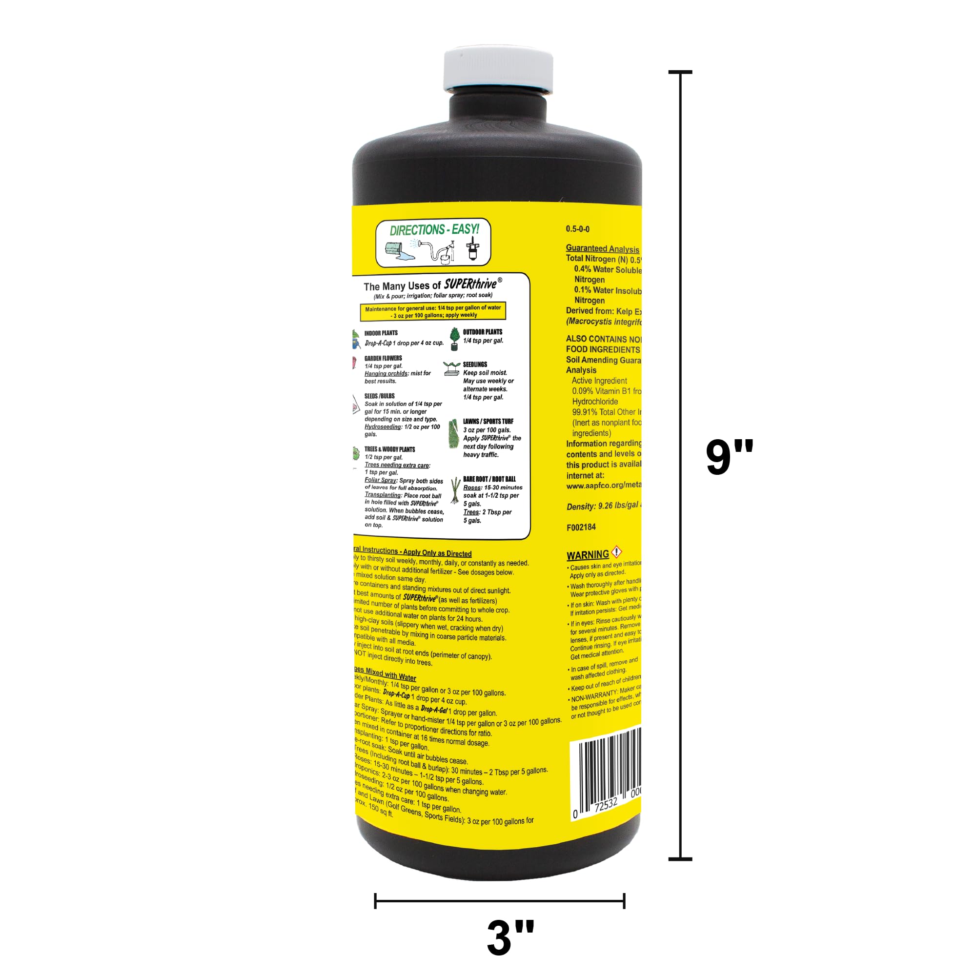 Vitamin Institute SUPERthrive Plant Vitamin Solution 1 Quart back view
