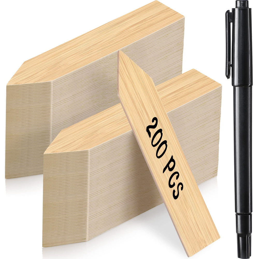 VITEVER 200 Pcs plant labels front view with wood design