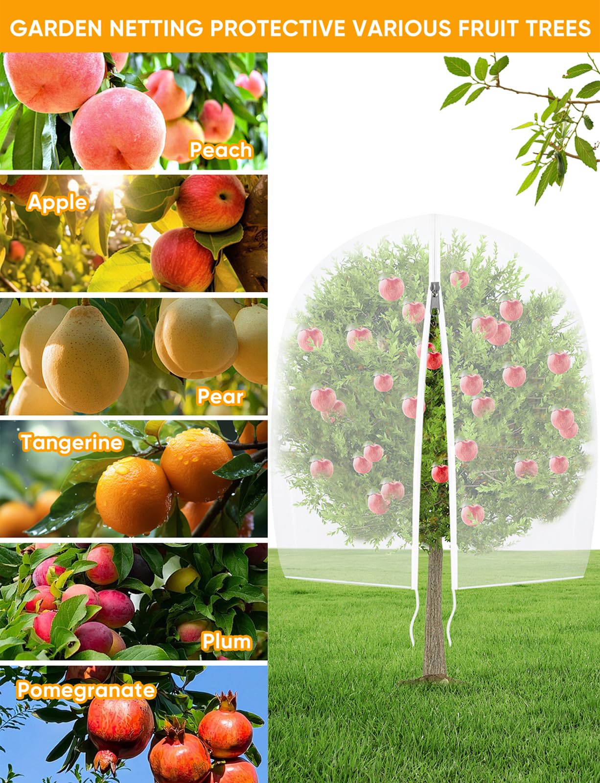 VITI Fruit Tree Netting for Cicadas, drawstring feature