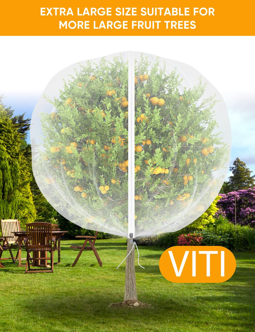 VITI Fruit Tree Netting for Cicadas, in garden setting