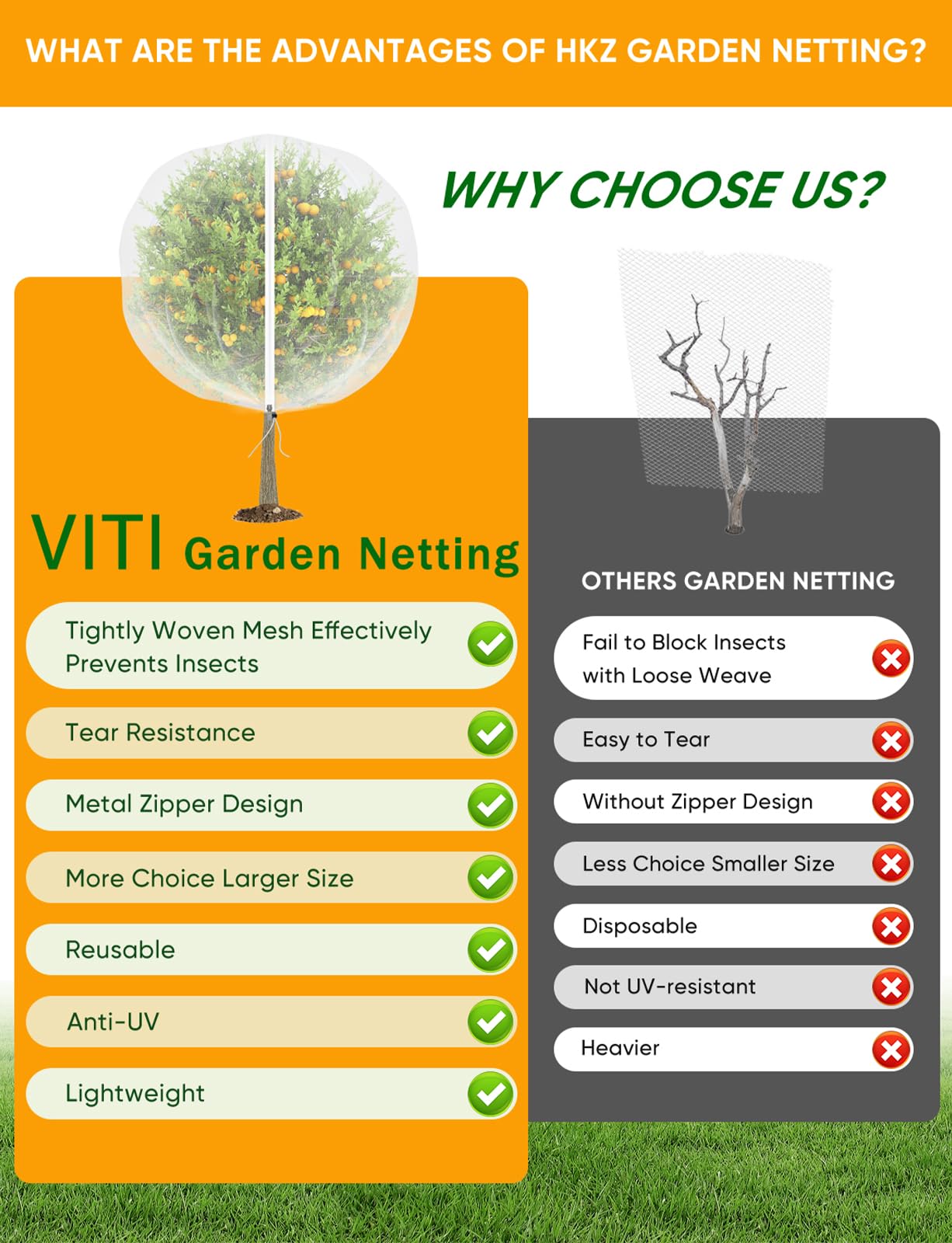 VITI Fruit Tree Netting for Cicadas, protecting cherry trees