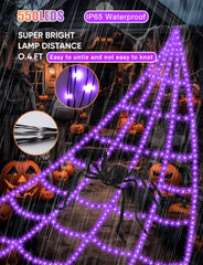 VITI Halloween Spider Web Lights displayed in a garden setting