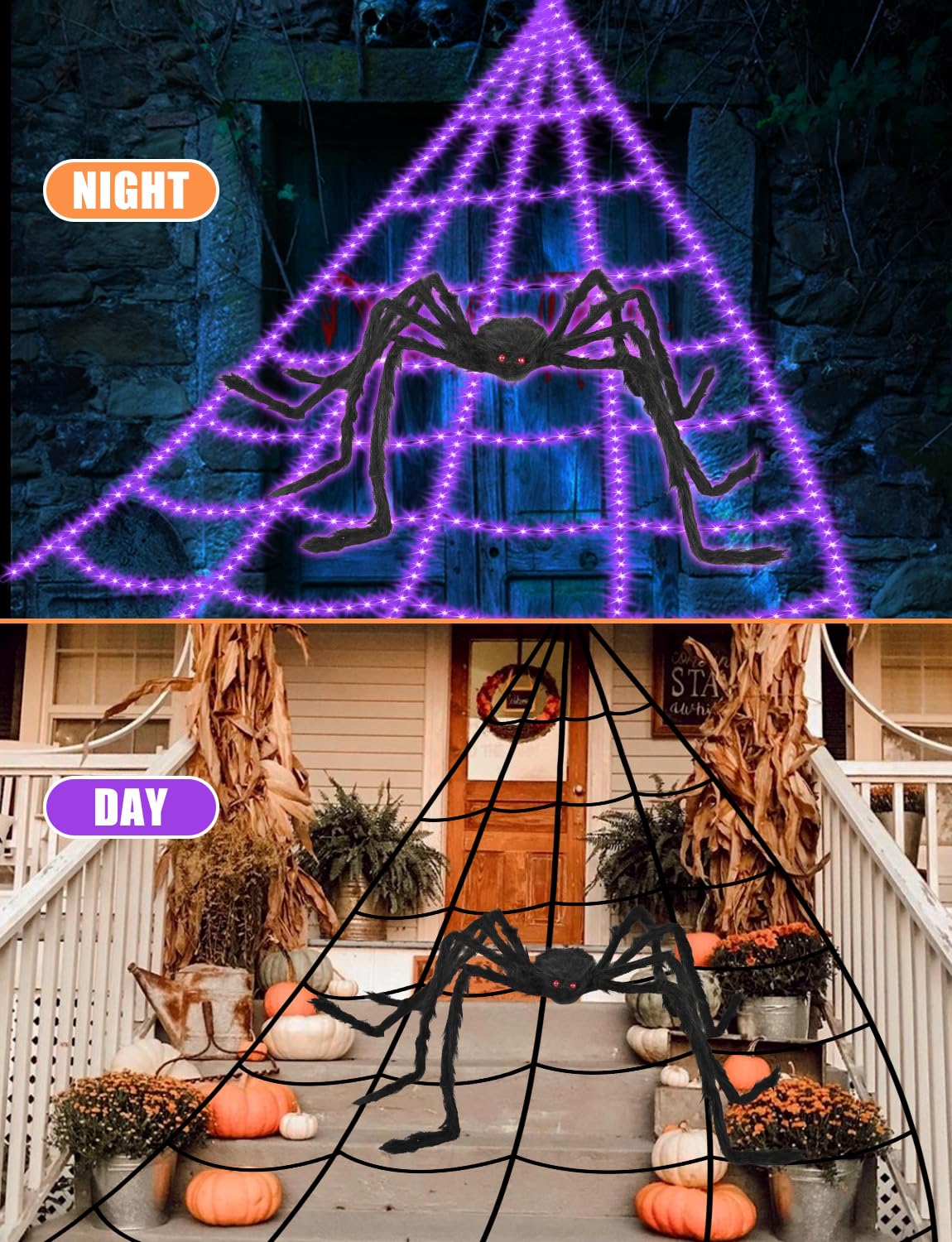 VITI Halloween Spider Web Lights in fading mode