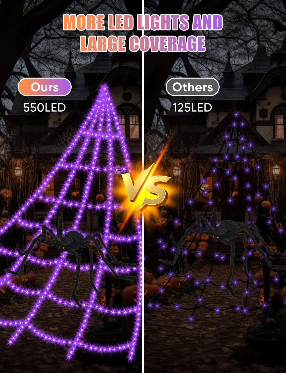 VITI Halloween Spider Web Lights in static mode