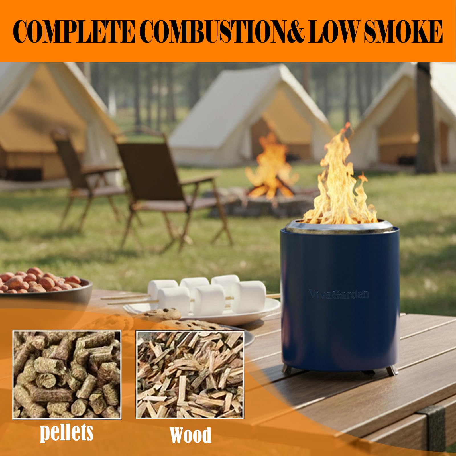 Vivagarden Portable Fire Pit with fireproof mat