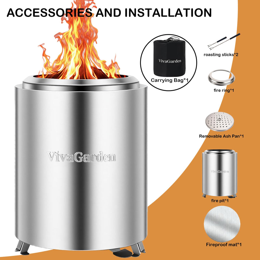 Vivagarden Portable Tabletop Fire Pit with removable ash pan