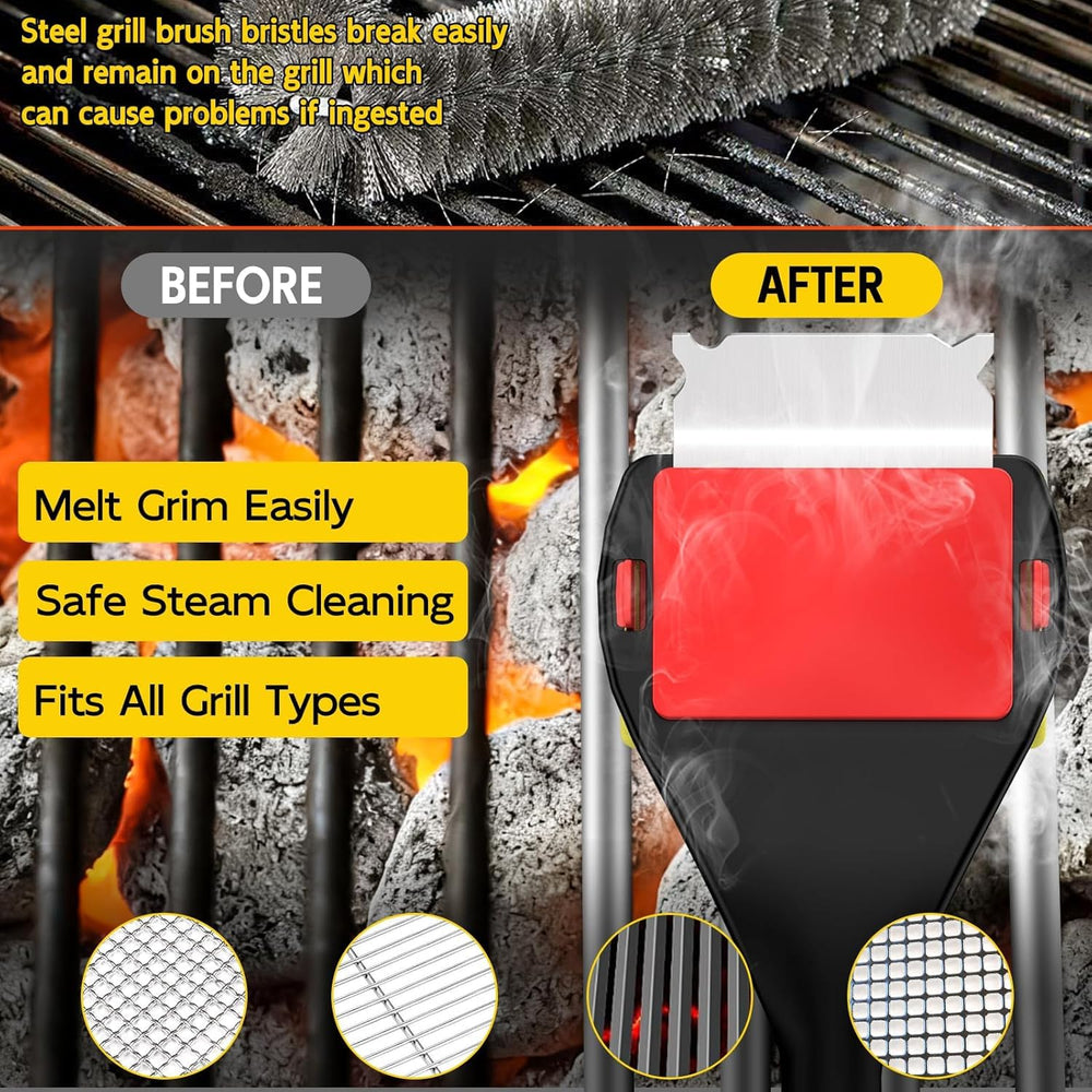 VIVAIVE bristle-free grill brush pack including four cleaning heads