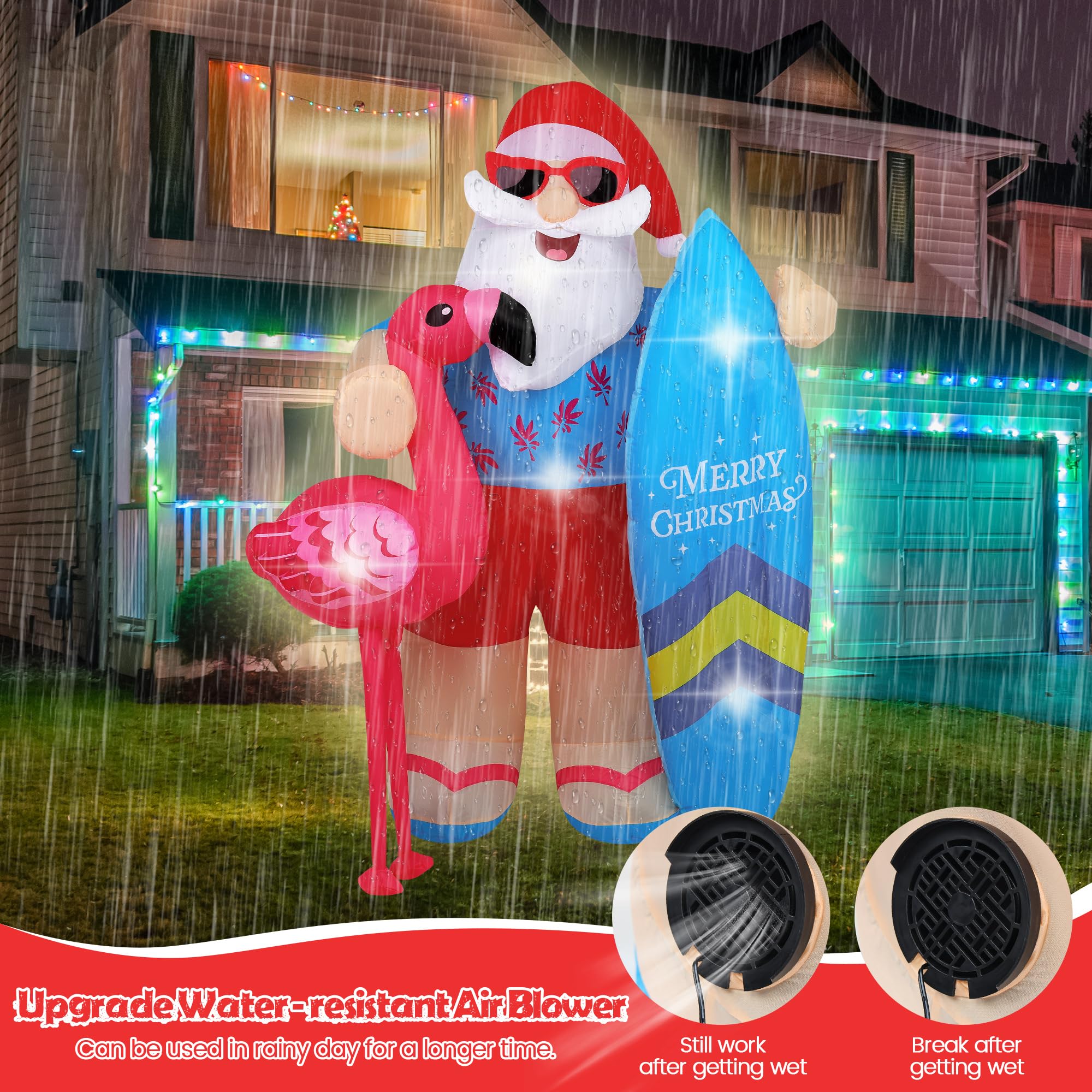 Vivantia inflatable Santa secured with ground stakes