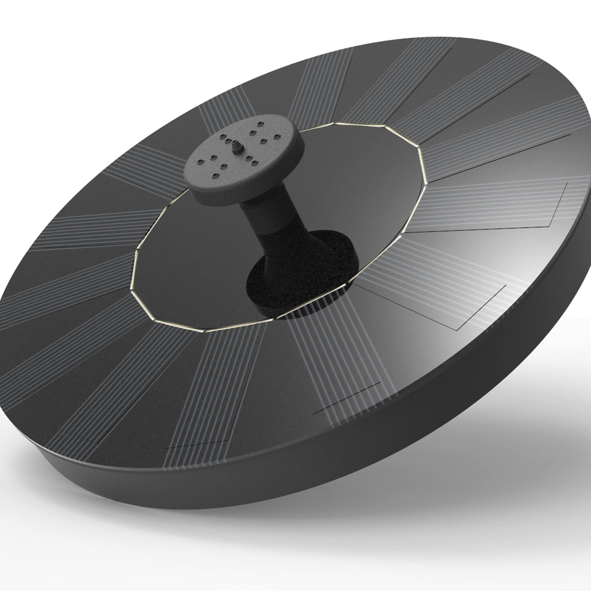 VIVII Solar Fountain Pump with black solar panel and nozzles