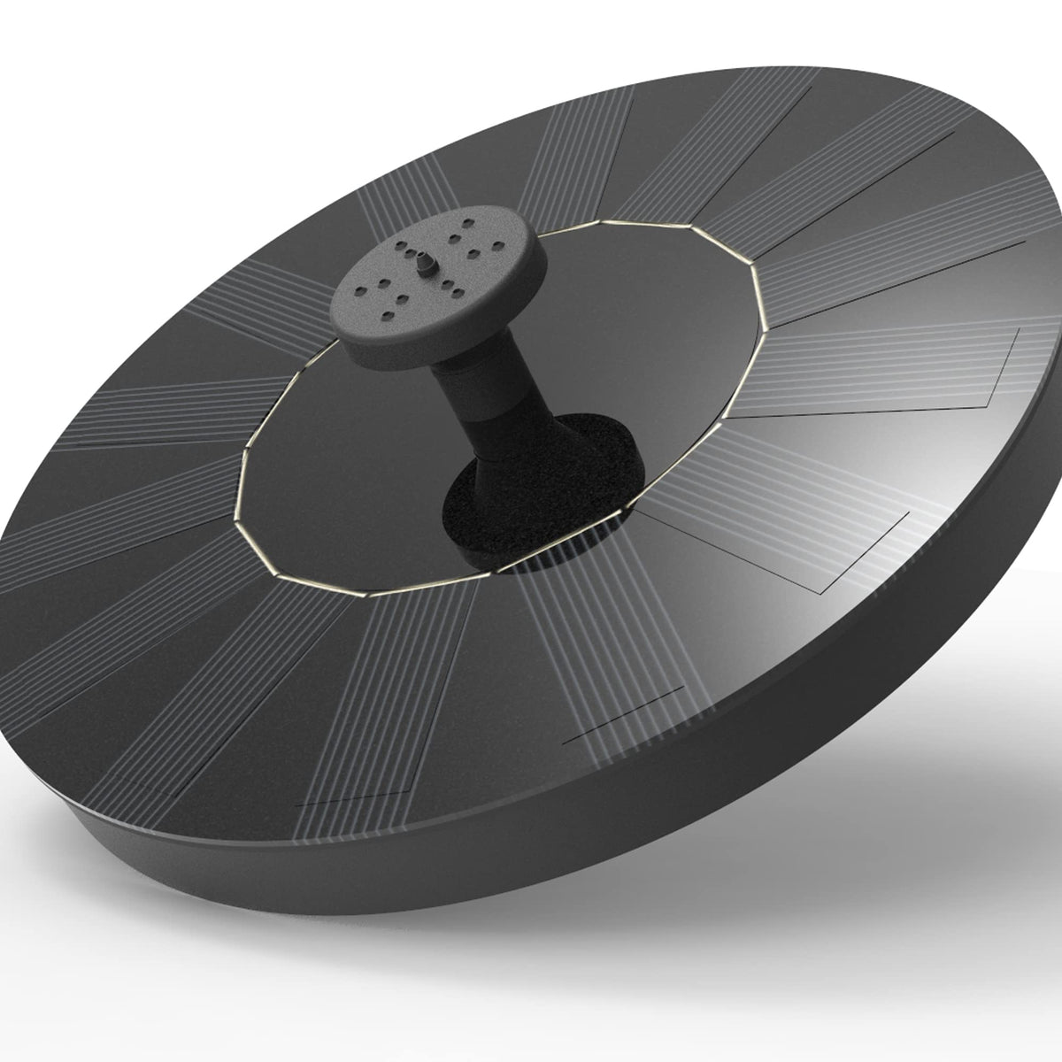 VIVII Solar Fountain Pump with black solar panel and nozzles