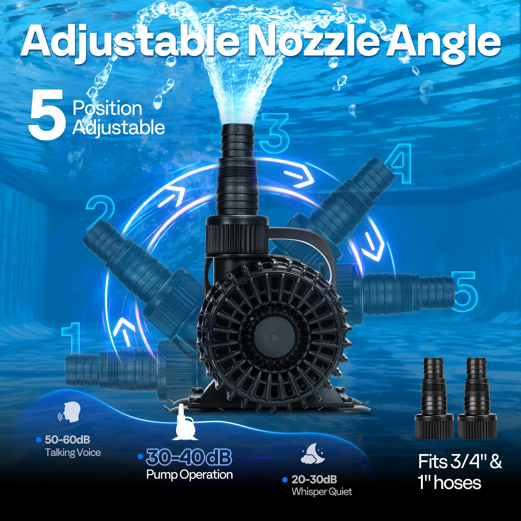 VIVOHOME 100W pond pump side view