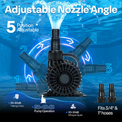 VIVOHOME 100W pond pump side view
