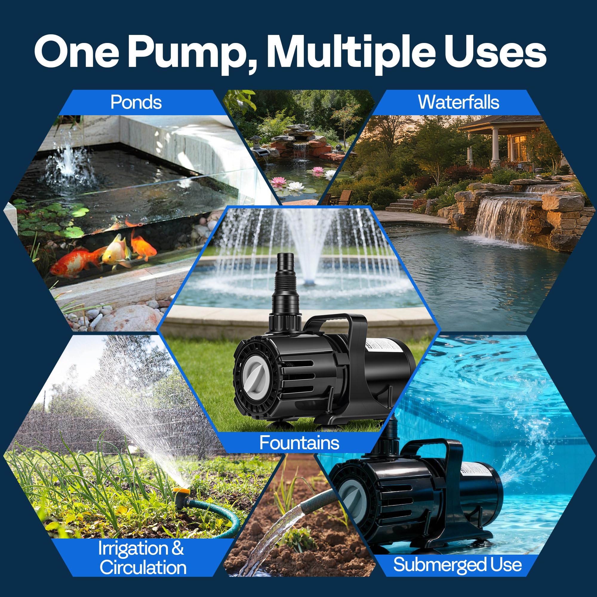 VIVOHOME 100W Pond Pump with power cable and suction cups