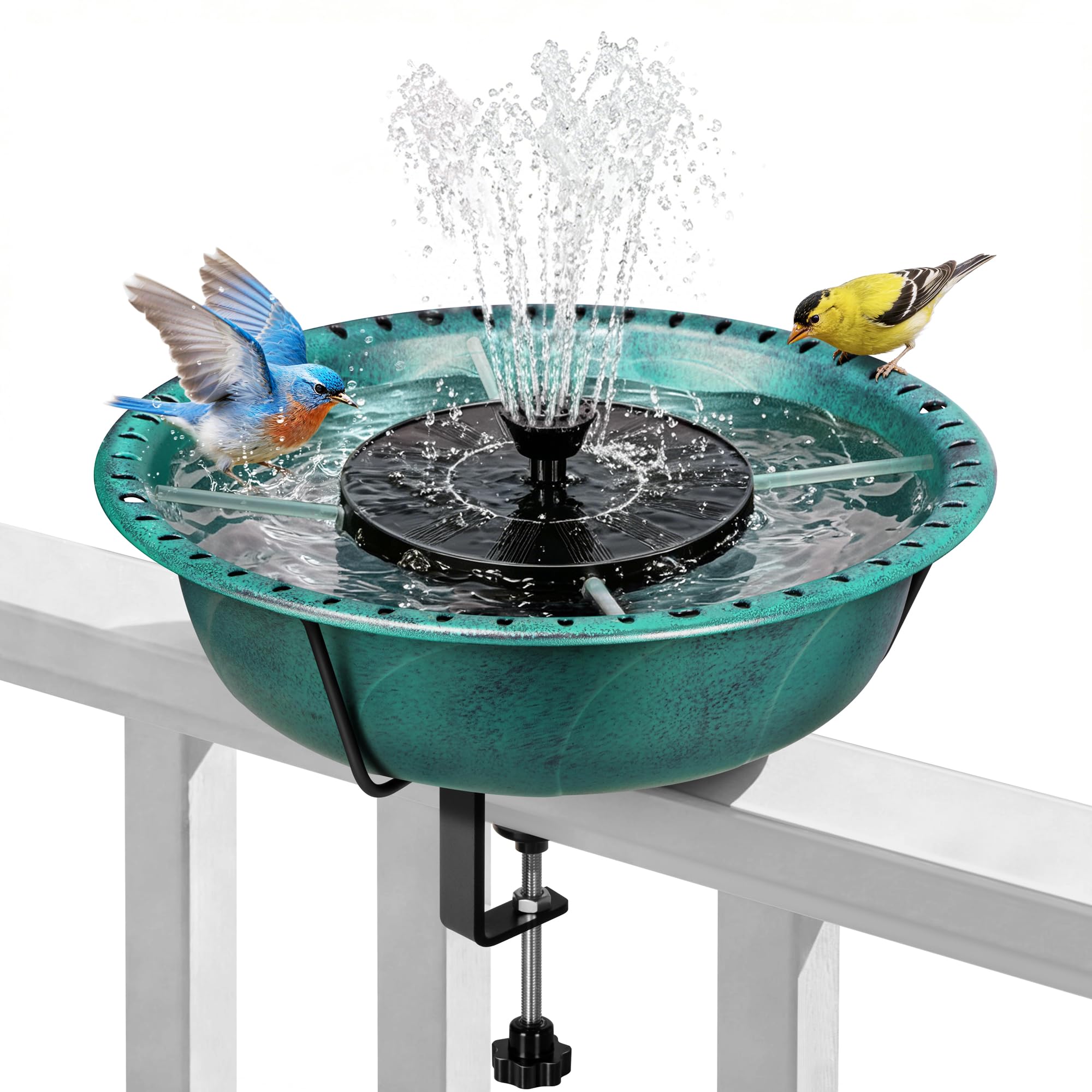 VIVOHOME 13-inch green bird bath with solar fountain