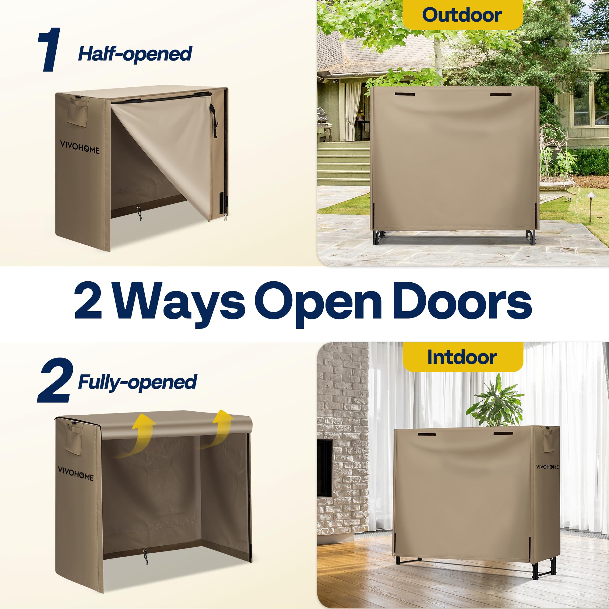 VIVOHOME 4ft log rack cover packaging and details
