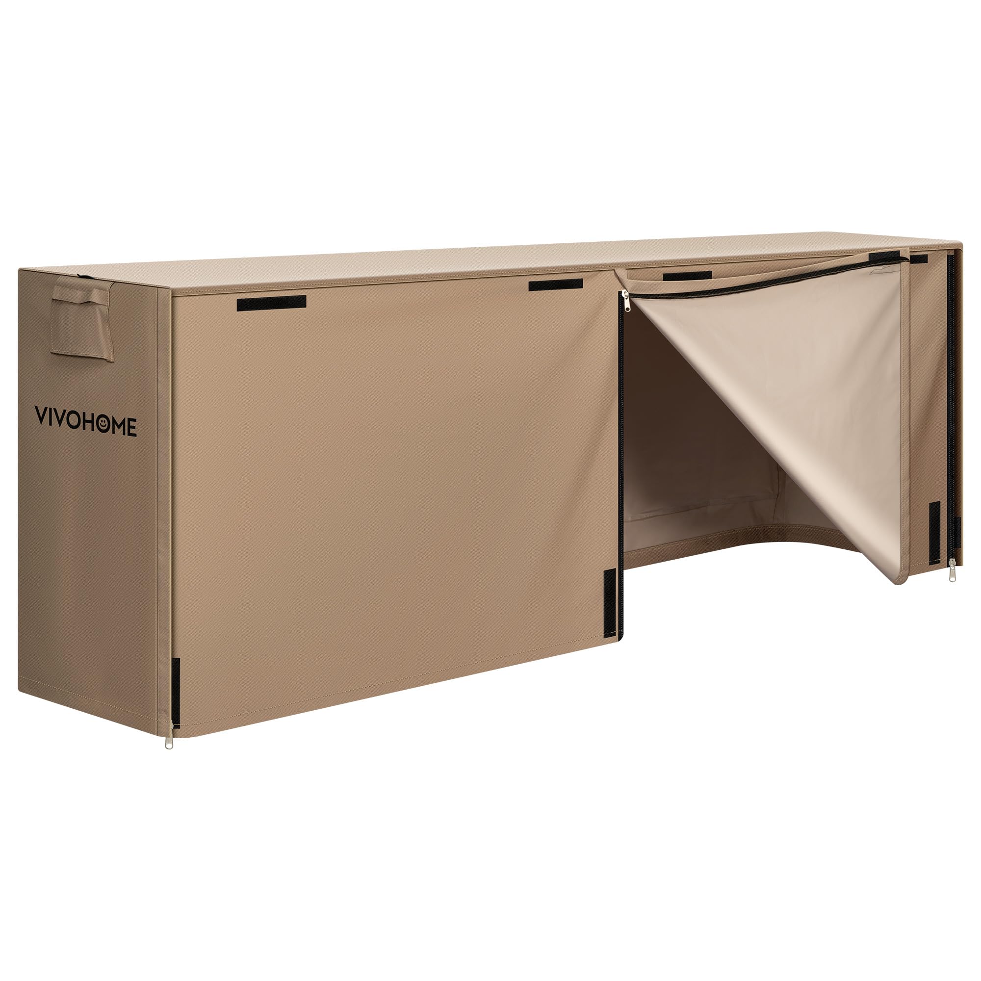 VIVOHOME 8ft waterproof firewood log rack cover, brown front view