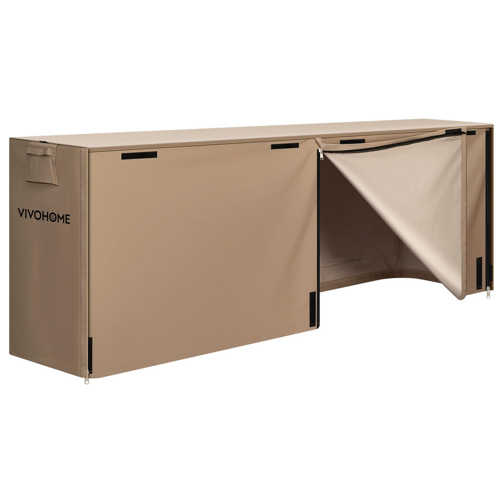 VIVOHOME 8ft waterproof firewood log rack cover, brown front view