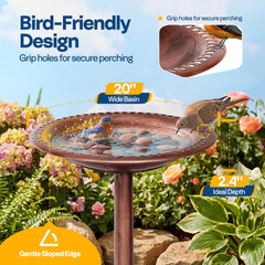 VIVOHOME Bird Bath Antique Bronze assembled