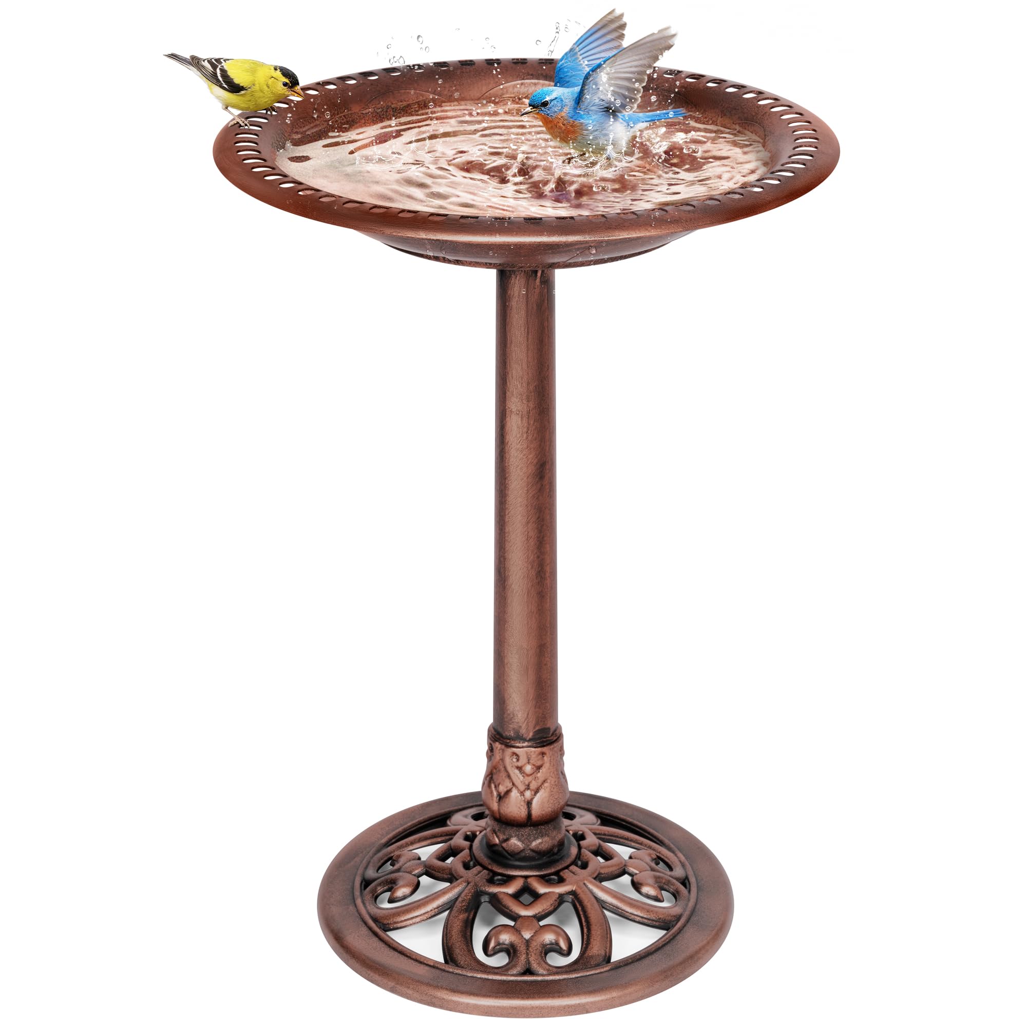 VIVOHOME Bird Bath Antique Bronze front view
