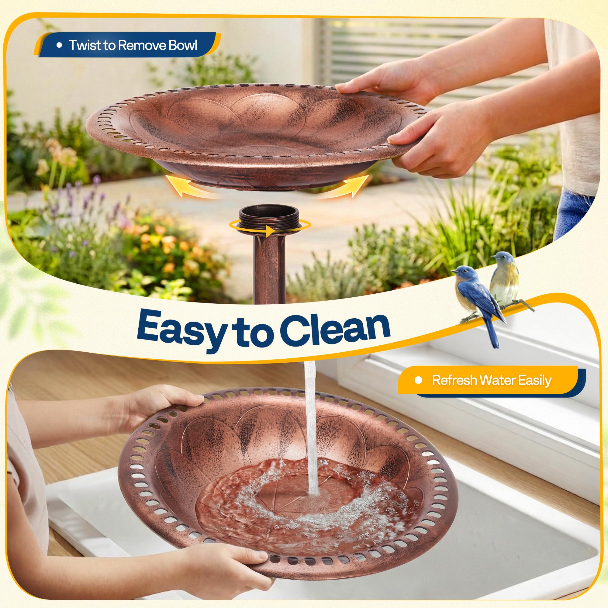 VIVOHOME Bird Bath Antique Bronze in garden setting