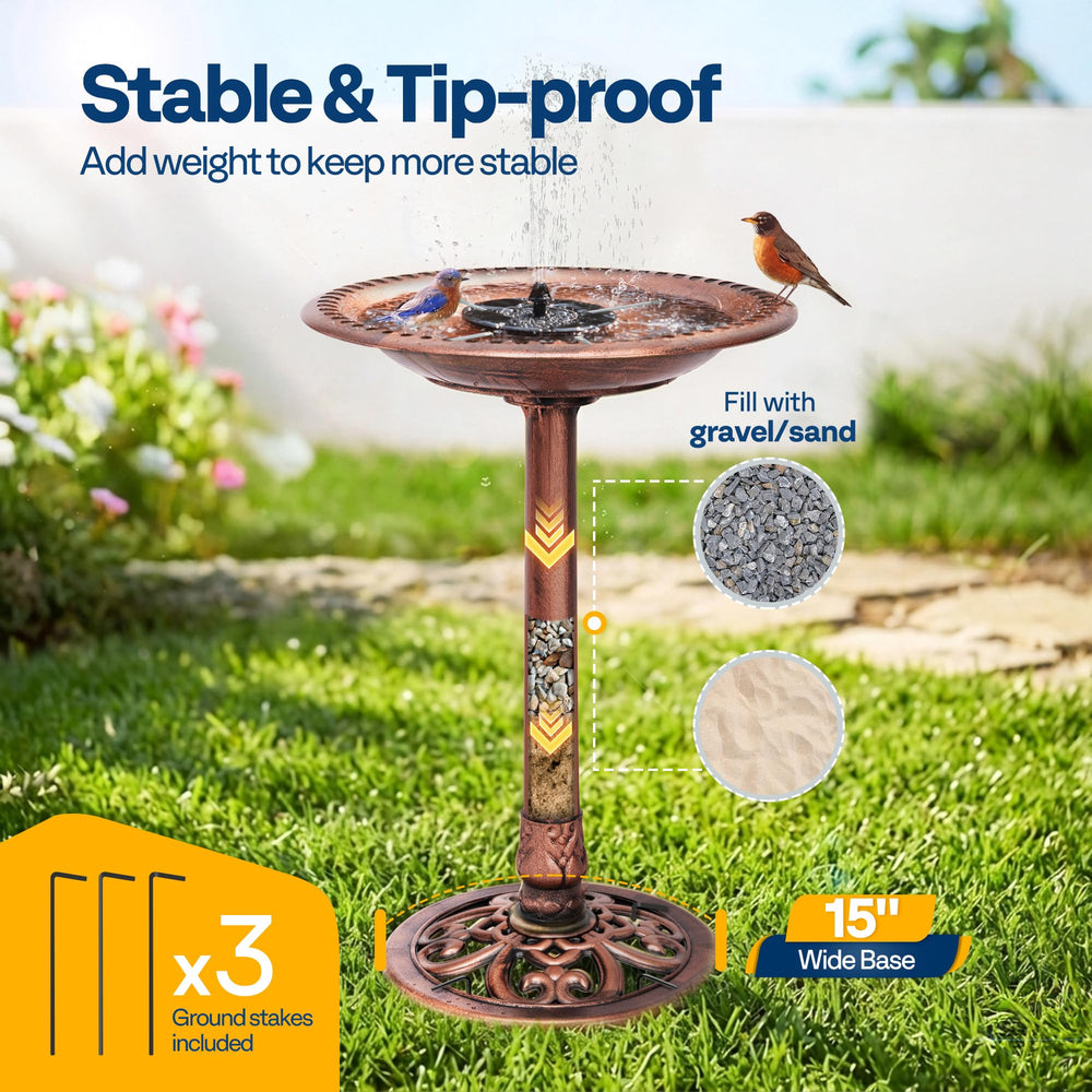 VIVOHOME Bird Bath Antique Bronze side view