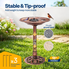 VIVOHOME Bird Bath Antique Bronze side view
