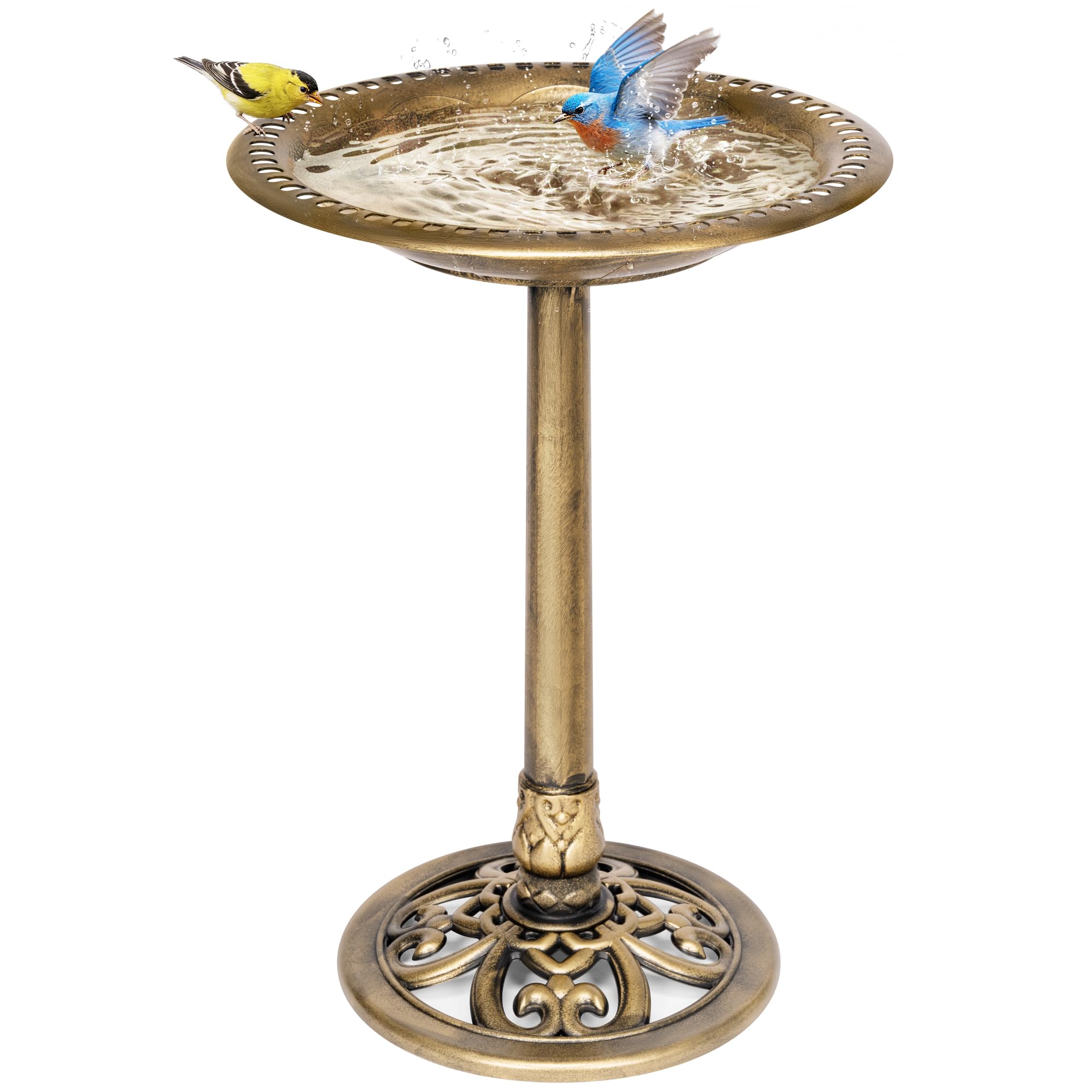 VIVOHOME Bird Bath Antique Copper front view with 20-inch bowl