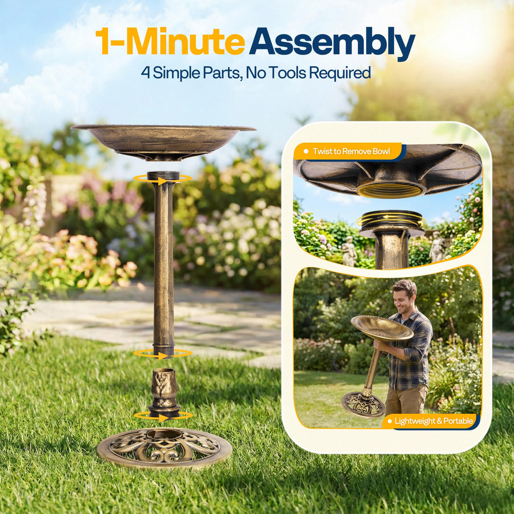 VIVOHOME Bird Bath Antique Copper in garden setting
