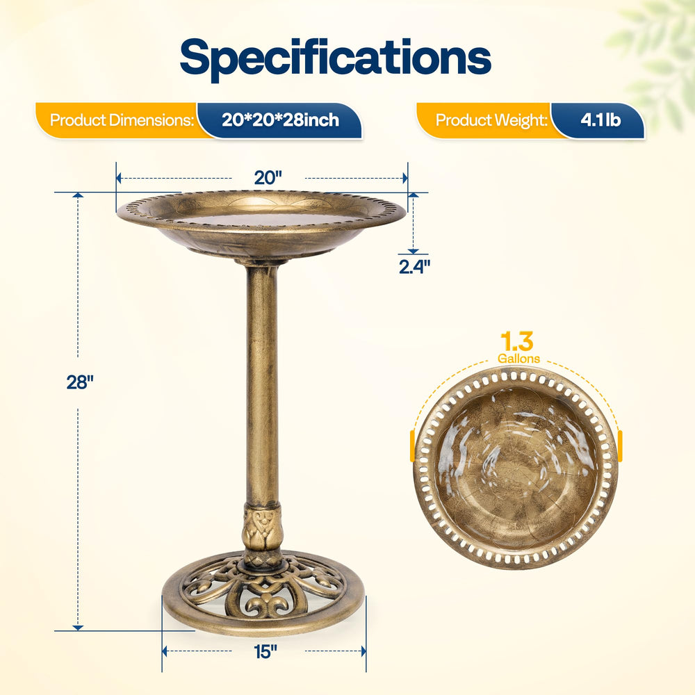 VIVOHOME Bird Bath Antique Copper with water inside