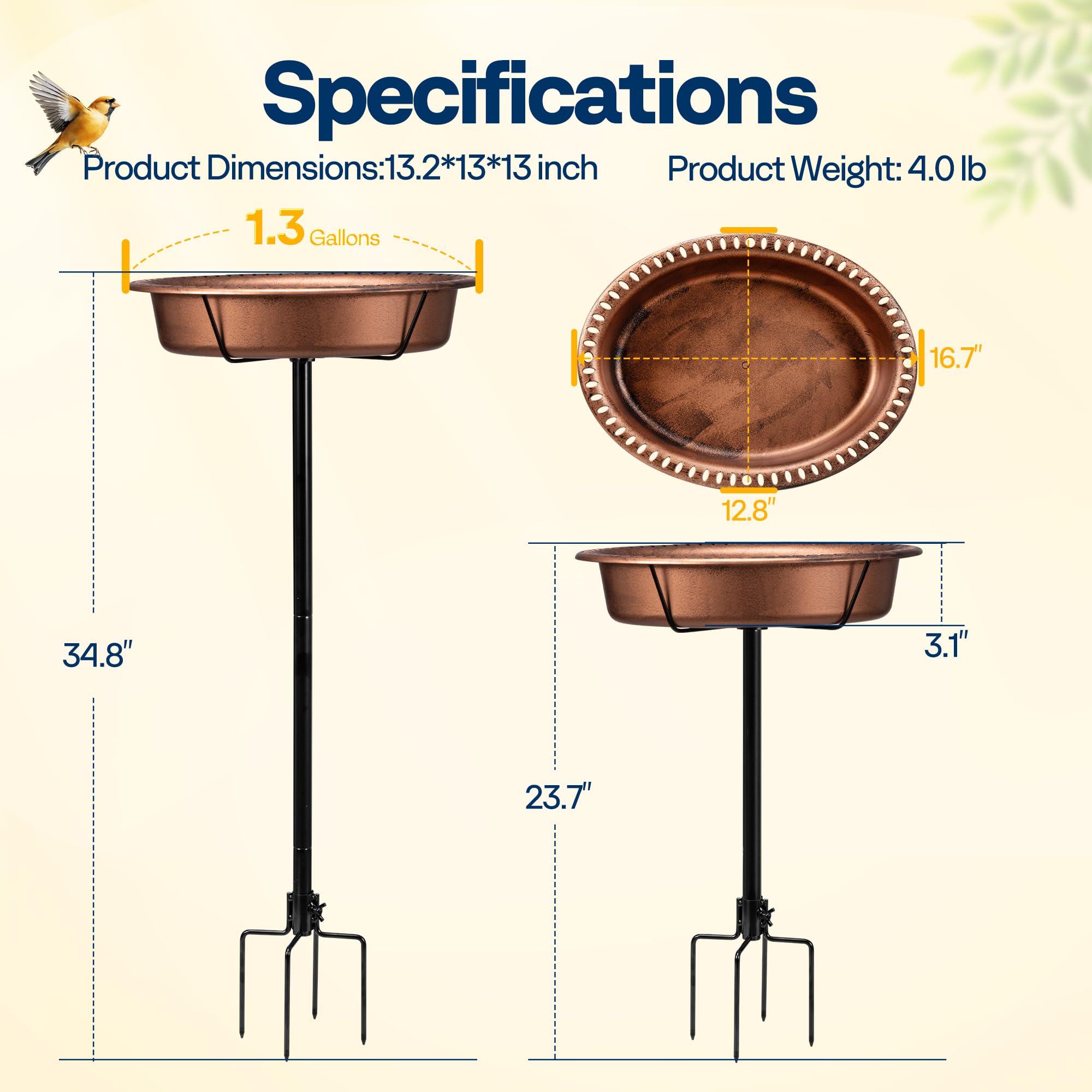 VIVOHOME bird bath as a bird feeder with seeds