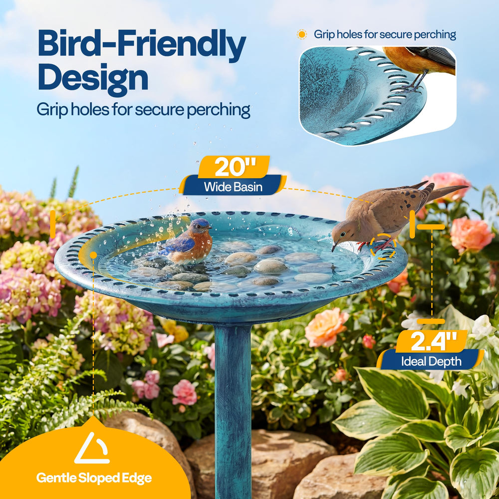 VIVOHOME Bird Bath assembled in garden setting