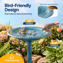 VIVOHOME Bird Bath assembled in garden setting