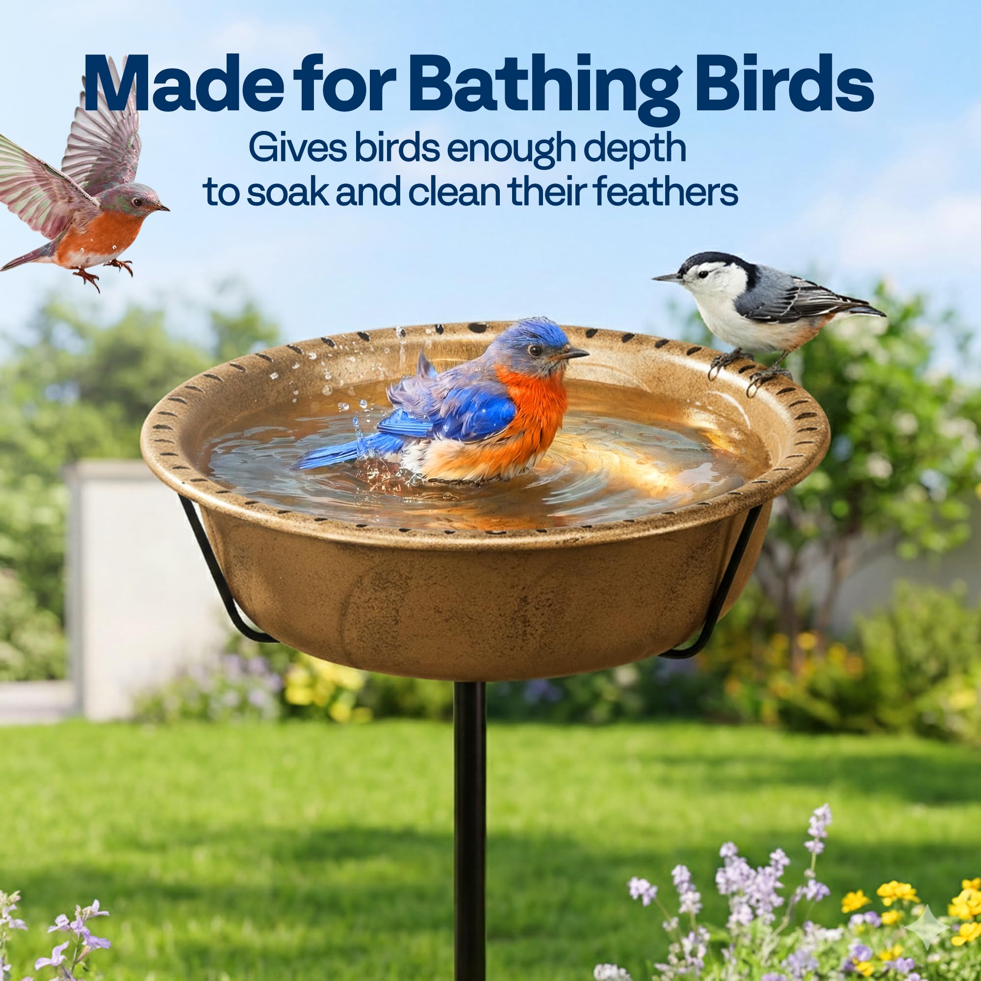 VIVOHOME Bird Bath assembly instructions illustration