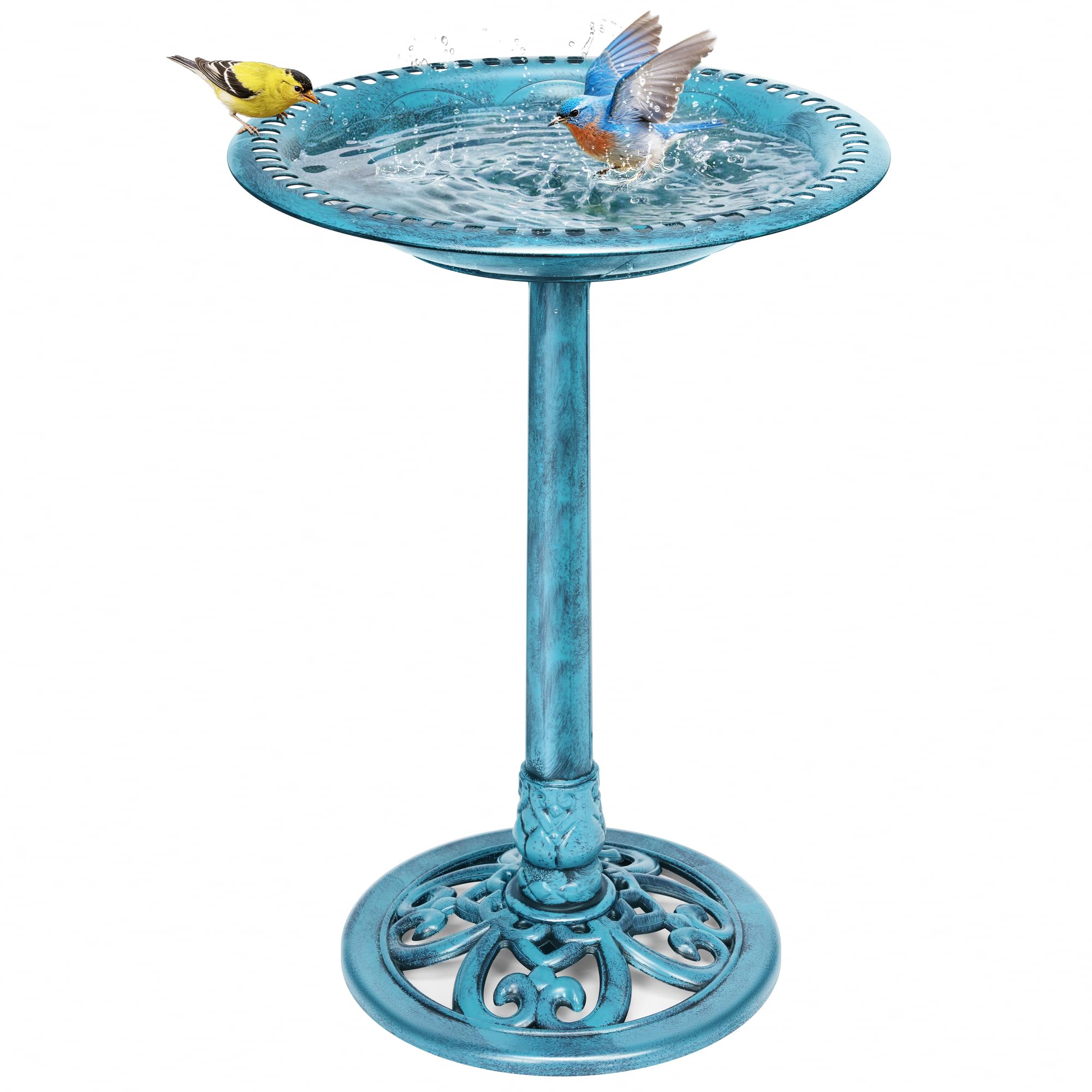VIVOHOME Bird Bath blue model front view