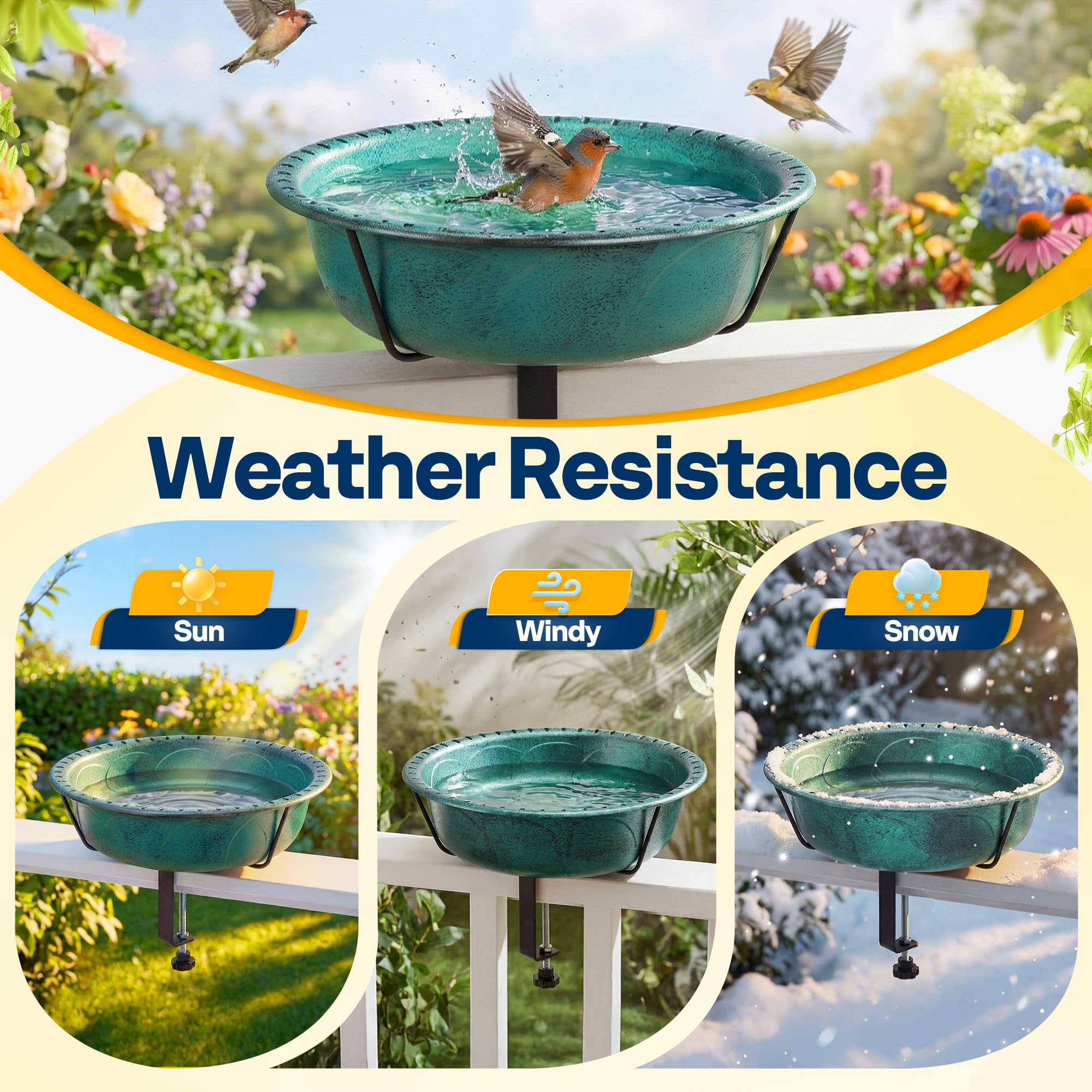 VIVOHOME Bird Bath close-up of the bowl and bronze coating
