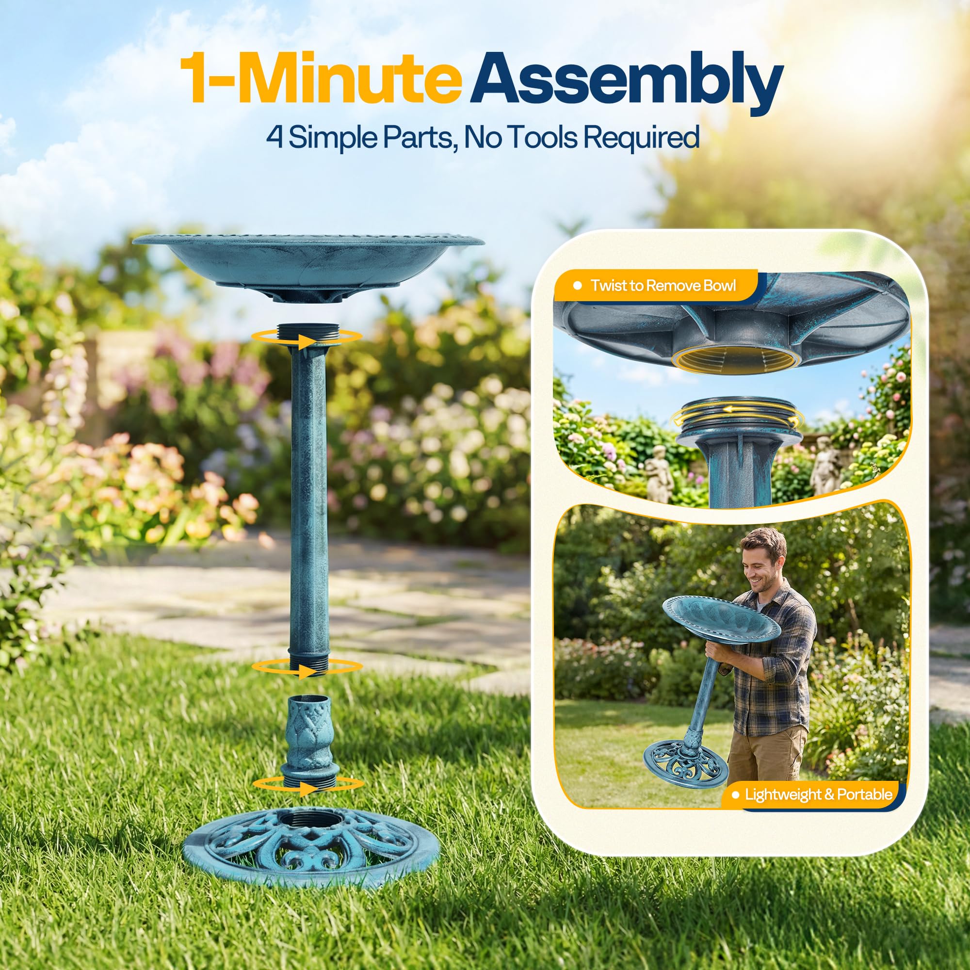 VIVOHOME Bird Bath easy cleaning mechanism