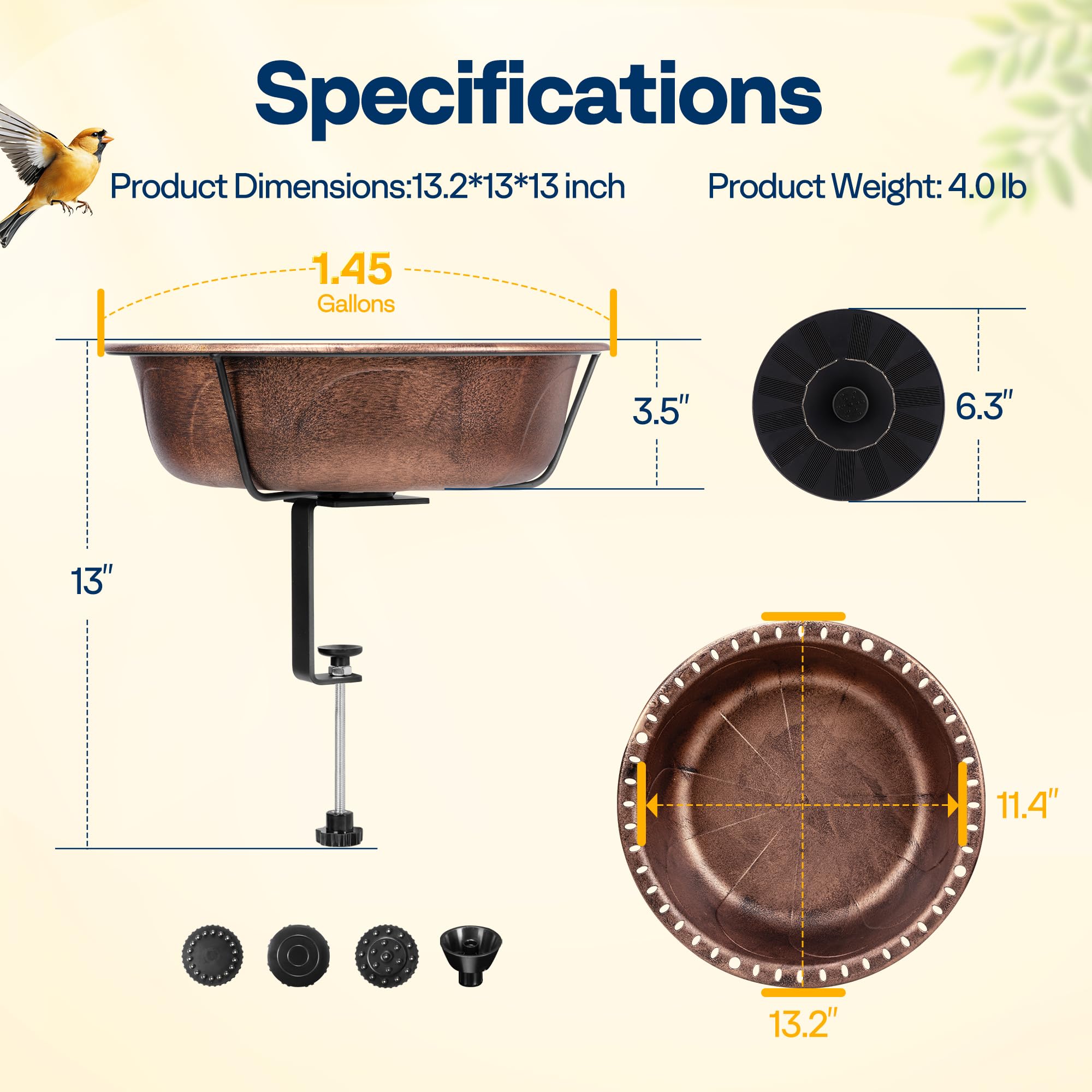 VIVOHOME bird bath in garden setting with flowers