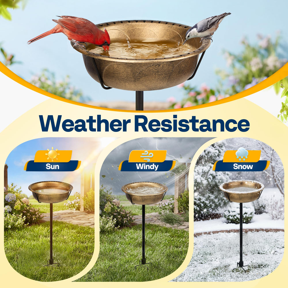 VIVOHOME Bird Bath side view showcasing the antique bronze finish